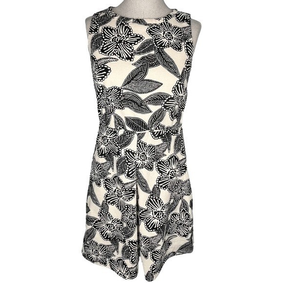 J. Crew Sleeveless Polynesian Print Dress sz 4 * Ivory Cream Tropical Pockets - Picture 1 of 11